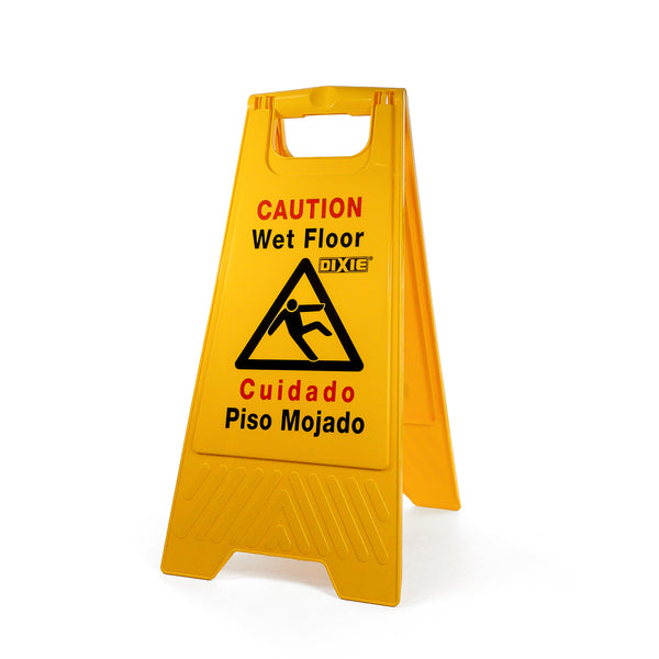 Letrero  "Piso Mojado" de Plástico, 25" de Alto x 12-1/2" de Base, Dixie.