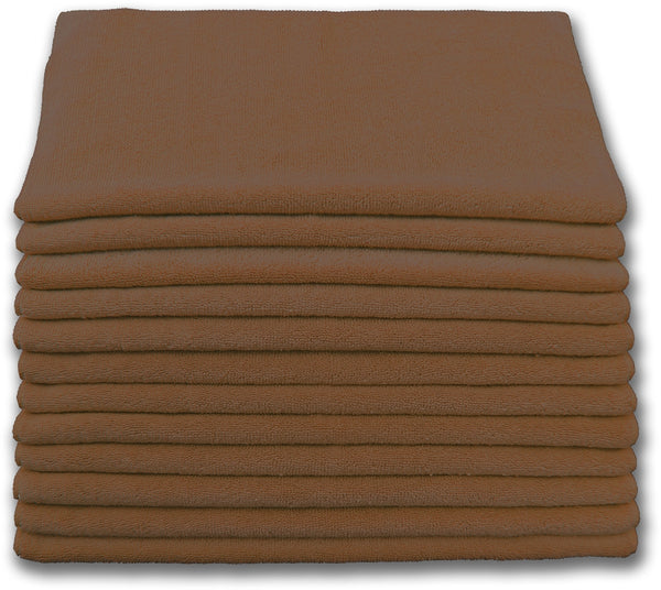 +PAÑO DE MICROFIBRA PARA LIMPIAR, 16" X 16" MARRON, CAJA/204 UNIDADES, TERRY.