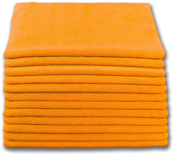 +PAÑO DE MICROFIBRA PARA LIMPIAR, 16" X 16" NARANJA, CAJA/204 UNIDADES, TERRY.
