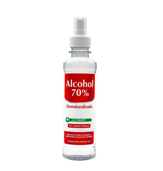 Alcohol Desnaturalizado AlcoSoft 70% - 8.1 Onzas (240 ml) con Atomizador