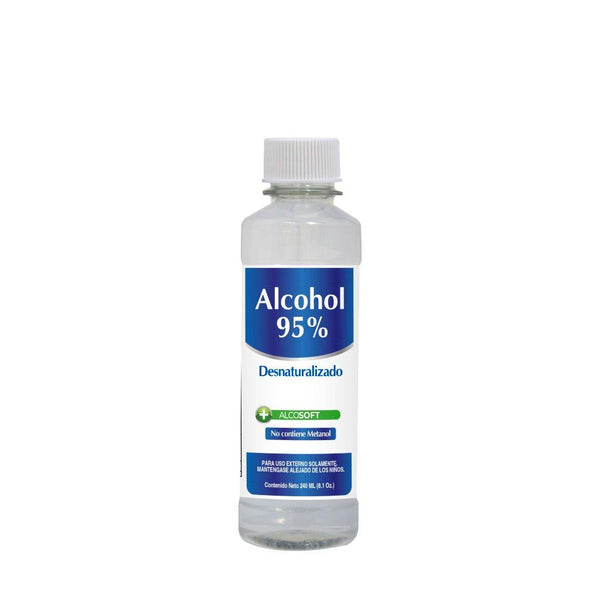 Alcohol Desnaturalizado AlcoSoft 95% - 8.1 Onzas (240 ml)