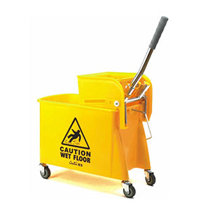 Cubo Plástico Amarillo de 5.2 Galones (20 QT.) con Exprimidor Dixie.