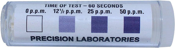 TIRAS MEDIR CONCENTRACION IODO EN RANGO 12.5, 25, 50 PPM. VIAL 100, PRECISION LABORATORIES.