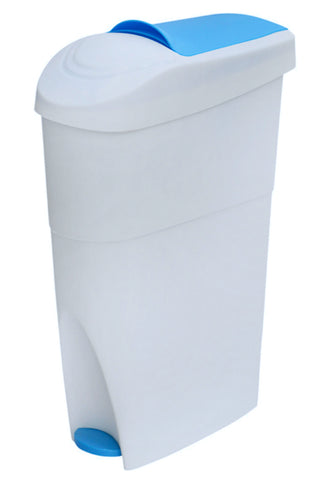 Basurero Plástico con Pedal para Toallas Sanitarias Rectangular 4.75 Galones. (19 Litros) con Tapa, Blanco.