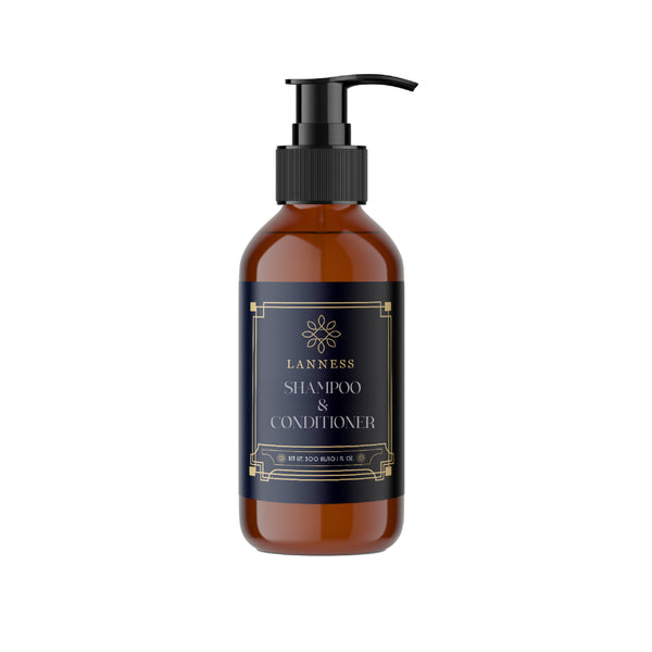 Shampoo & Conditioner 2 en 1 LANNESS , Botella Dispensadora de 300 Ml. (10.7 Oz.).