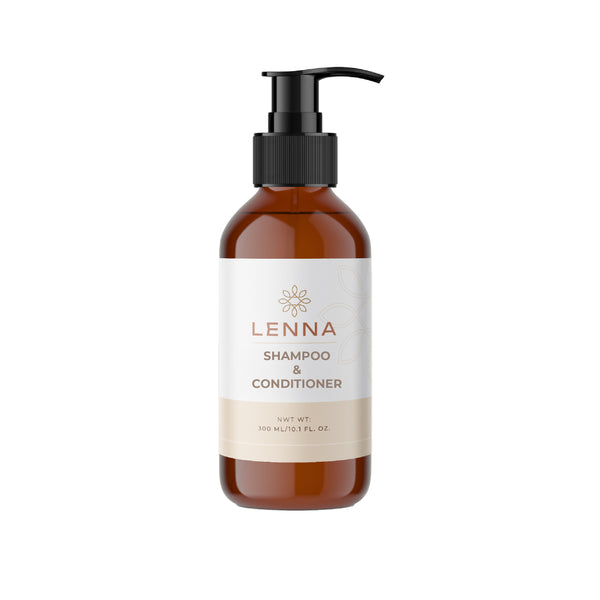Shampoo & Conditioner 2 en 1 LENNA, Botella Dispensadora de 300 Ml. (10.7 Oz.).