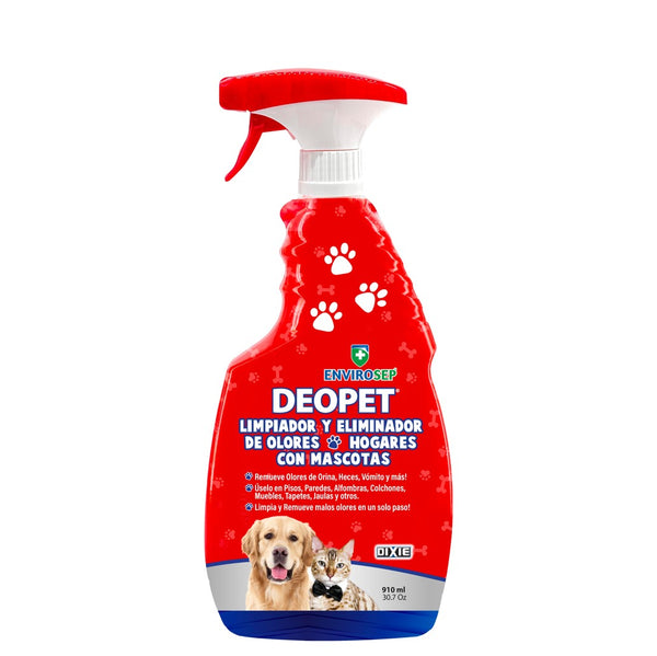 DEOPET - Limpiador y Eliminador de Olores • Hogares con Mascotas - Botella de 30.7 oz con Rociador (0.910 Litro).