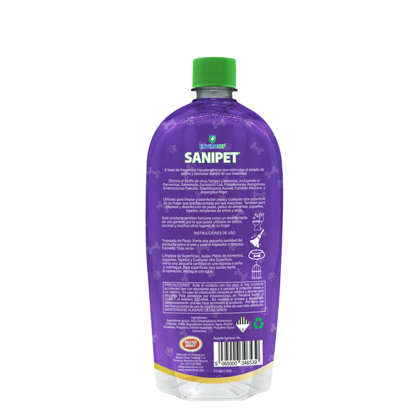 SANIPET - Desinfectante para Pisos • Hogares con Mascotas - Botella de 1,000 ml (33.8 Oz).