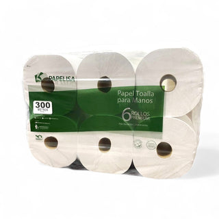 PAPEL TOALLA JUMBO ROLL, 1000 PIES (300MTS) PAPELISA, BULTO 6 ROLLOS  NO. 4016.