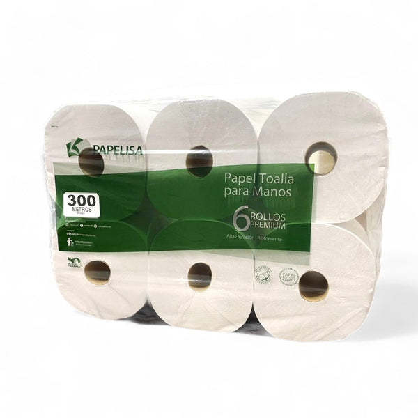 PAPEL TOALLA JUMBO ROLL, 1000 PIES (300MTS) PAPELISA, BULTO 6 ROLLOS  NO. 4016.