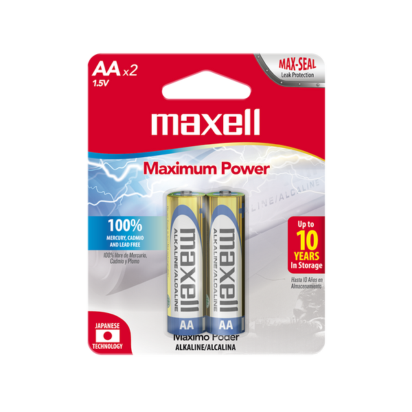 BATERIAS ALCALINAS MAXELL AA (LR6-2BP) - PAQUETE DE 2.