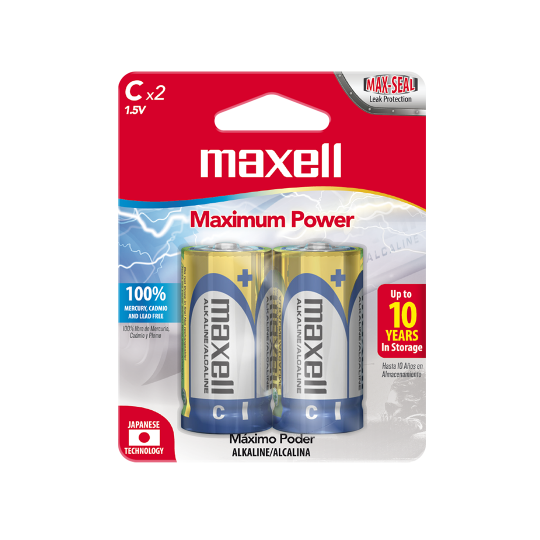 BATERIAS ALCALINAS MAXELL C (LR14-2BP) - PAQUETE DE 2.