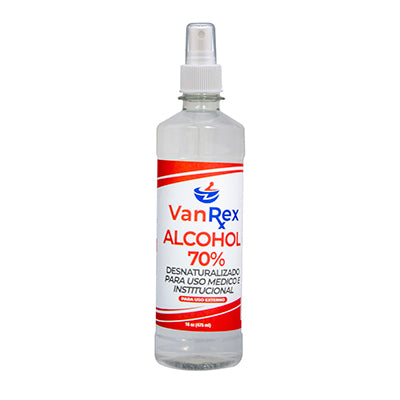 Alcohol Desnaturalizado VanRex 70% - 16 Onzas (475 ml) con Atomizador.