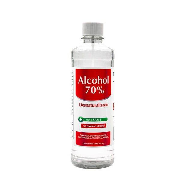 Alcohol Desnaturalizado AlcoSoft 70% - 16 Onzas (475 ml)