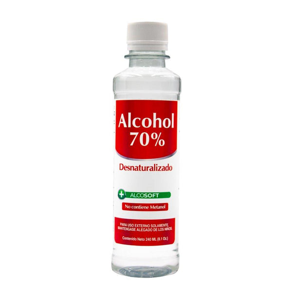 Alcohol Desnaturalizado AlcoSoft 70% - 8.1 Onzas (240 ml)