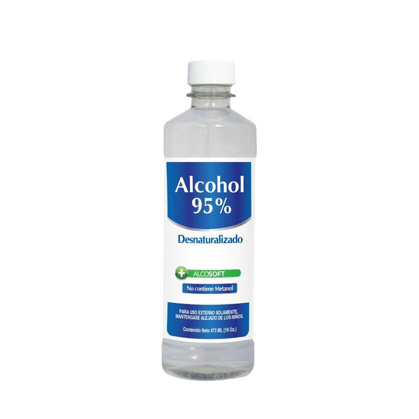 Alcohol Desnaturalizado AlcoSoft 95% - 16 Onzas (475 ml)