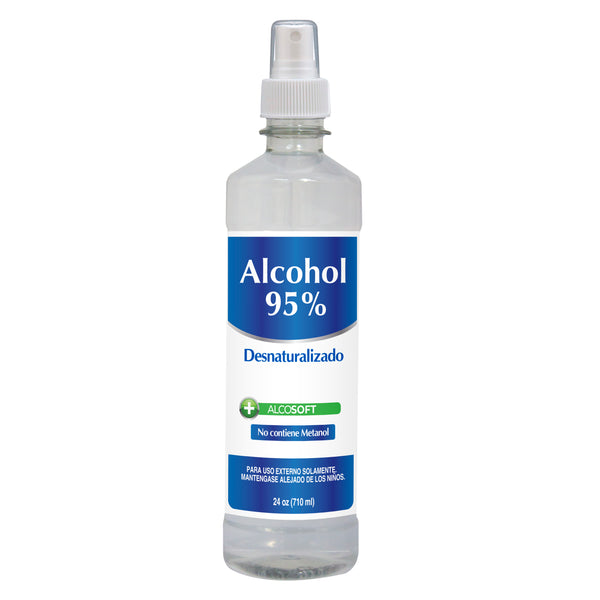 AlcoSoft Alcohol Desnaturalizado 95% - 24 OZ. con Atomizador