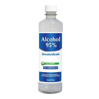 Alcohol Desnaturalizado AlcoSoft 95% - 24 Onzas (710 ml)