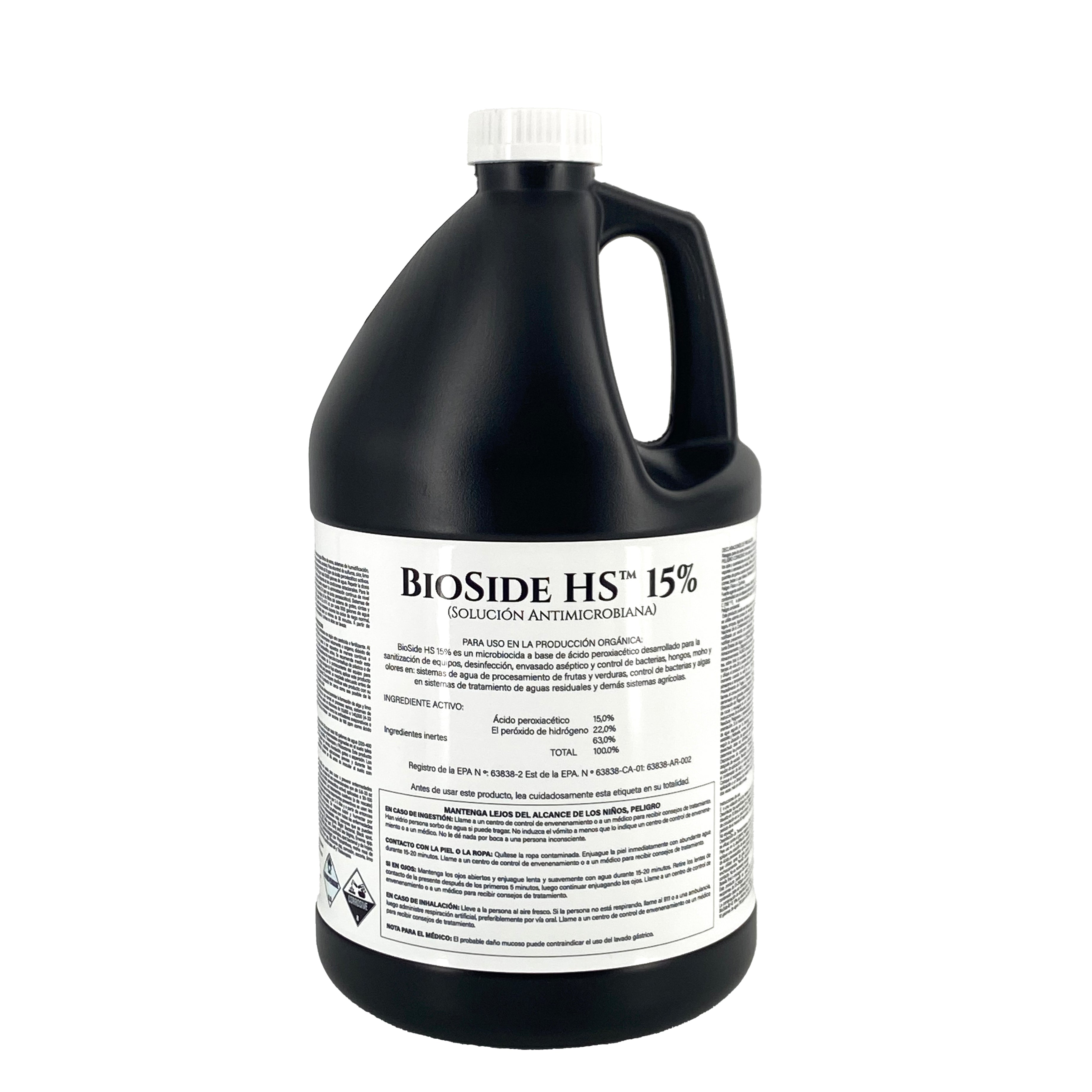 BIOSIDE HS 15% (PAA 15%) - ACIDO PERACETICO 15%, Galón (3.785L ...