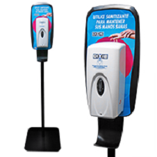 Pedestal de Piso con Dispensador de Sanitizante con Sensor Automático con Botella Rellenable de 1000 ML
