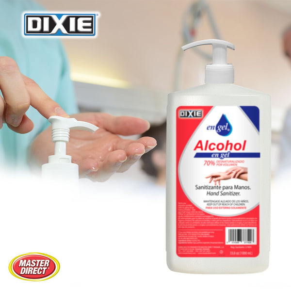 Alcohol en Gel - Alcogel - Botella de 33.8 oz (1 Litro) con Bomba Dispensadora