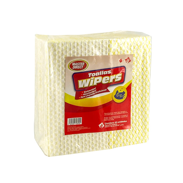 Paños Wiper Multiusos Industrial Master Direct 13.75” x 13”, Azul, Verde, Amarillo, Rojo. Paquete de 25 Unidades